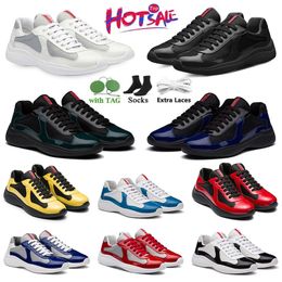 Designer Americas Cup XL Casual schoenen Octrooieleer gele platte groene trainers Zwarte sneakers Mesh America Cup voor mannen Lace-up White Sneaker Soft Rubber Maat 38-46