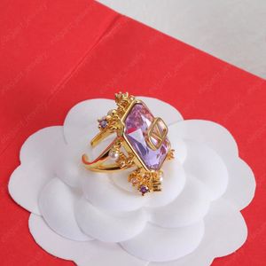 Ontwerper Amethist Ring Goud Stijlvolle prachtige clusterringen voor damesverlovingsbruiloft Bruidscadeau-sieraden