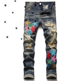 Designer Amirs denim Denim pantalon empilé polyvalent hommes jean crayon pantalon hommes CHG23071913