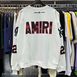 Designer Amirs Hoodie Mode Streetwear Herfstwinter Nieuw product Amirs 22 Voetbal Kokospalm Losse Casual Trui met Ronde Hals 3364