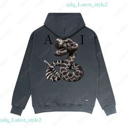 Ontwerper Amirs Heren Grafische Hoodies Hoge Kwaliteit Dames Hoody Sweatshirts Lange termijn Modemerk Giant Snake Gedrukt Amari Hoodie Casual Katoenen Trui 269