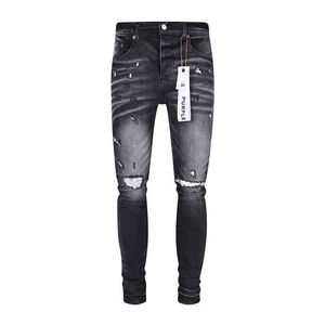Designer amirssAutumn nouveau noir gris mat blanc scratch trou patch jeans pour hommes élastique slim fit petite jambe pantalon