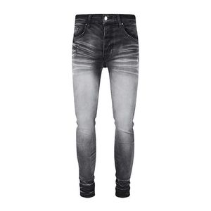 Designer AmirssNew High Street Marque tendance en détresse et lavé en détresse noir gris élastique jean slim fit