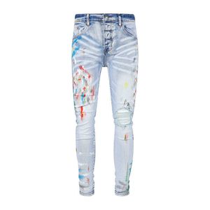 designer amirssNew Jeans bleus pour hommes avec peinture mouchetée