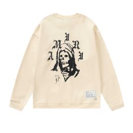 Designer Amis herenhoodie herfst en winter nieuwe high street fashion ami cartoon schedel letterprint dames losse trui kwaliteit coole herenmode