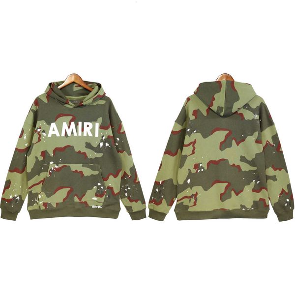 Diseñador Amis Sudadera con capucha para hombre otoño e invierno nuevo camuflaje suéter con capucha pintado a mano para hombres mujeres sueltas ins hip hop pareja abrigo casual Moda fresca