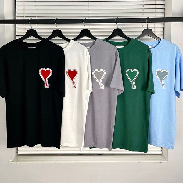 Camiseta de diseñador París Polo Hombres Mujeres Carta de amor Camiseta Moda bordado Pareja Manga corta Calle suelta Camiseta con cuello redondo