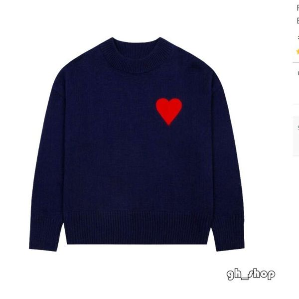 Diseñador Amis Paris Suéter Hombres Moda coreana Un patrón de corazón Cuello redondo Prendas de punto Sudaderas Marca de lujo Amante A-Line Pequeño Rojo 8069