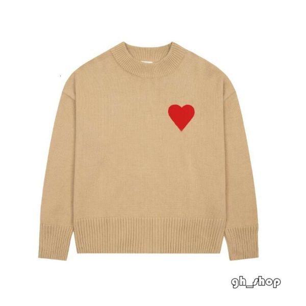 Diseñador Amis Paris Suéter Hombres Moda coreana Un patrón de corazón Cuello redondo Prendas de punto Sudaderas Marca de lujo Amante A-Line Pequeño Rojo 8170