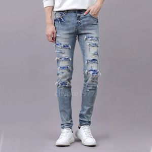 Designer Amis pile empilés jeans matelassés européens pour pantalons de marque à la mode hommes pliant slim fit masculina tourers pantalons droits