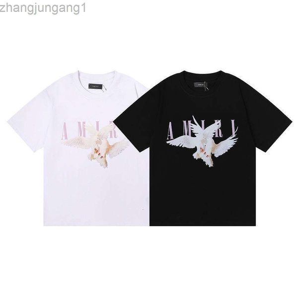 Designer Amris T-shirt Peace Pigeon haute définition impression lâche adolescent Couple unisexe Double fil à manches courtes T-shirt sous-couche