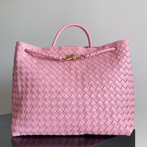 Diseñador Andiamo Bolso de mano Calidad de espejo Intrecciato Nappa Cuero Mujer Bolso de boda Rosa Marrón Totes grandes Bolsos cruzados