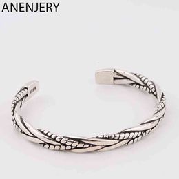 Ontwerper Anenjery Silver kleur geweven draai armband armband voor mannen vrouwen retro Koreaanse hand sieraden