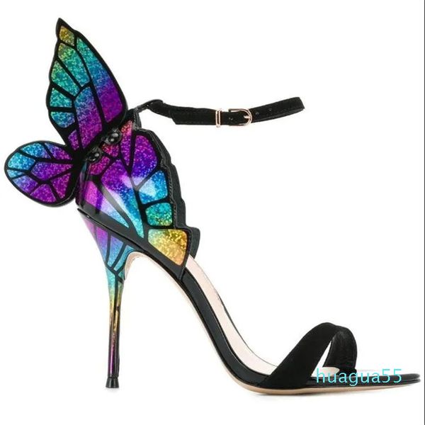 Designer Angel Wing Sandale Plus La Taille 42 En Cuir Femmes De Mariage Rose Glitter Chaussures Sexy Fille Papillon Sandales