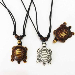 Collier animal de créateur jambe élastique petite tortue résine bijoux pendentif pullaire couple couple accessoire wyeg