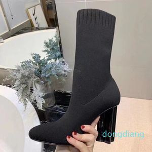 Designer-enkellaarzen Zwart Martin Booties Stretch Hoge hak Sok en Flat Sock Sneaker Boot Winter Damesschoenen