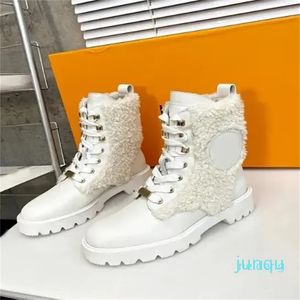 Diseñador -Botas de tobillo Zapatos de mujer Moda Damas Niñas Seda Cuero Cuero Invierno