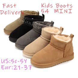 Diseñador Tobillo Nieve Botas para niños 54 Niños Mini botines estilo Australia con cuero de gamuza genuino Botas de algodón cálido Zapatos para niñas Tamaño de bebé US5C-3Y EUR21-35