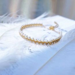 Designer AP Armband Luxe Top Rose Gold Wave Parelarmband Verstelbare sieraden Cadeau Dames Kleurloze Natuurlijke Zoetwaterparel Armband Accessoires Sieraden
