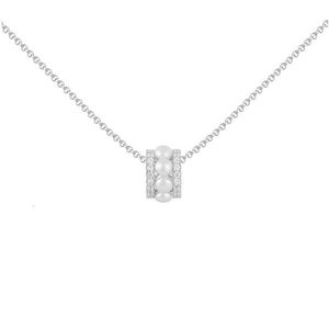 Ontwerper AP Ketting Luxe Top Kleine Taille Zoetwaterparelketting Vrouwelijke Stijl Veelzijdige Ronde Kralenketting Titanium Staal Kleurloze Accessoires Sieraden