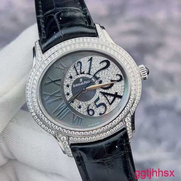 Diseñador AP Munda Millennium Serie Mujer Reloj 77303bc Beimu Placa original Diamante 18K Platino Mecánico Automático Reloj 39 mm