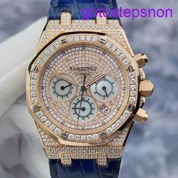 Designer AP Wrist Watch Royal Oak Series 26022or arrière Diamond Full Sky Star 18K Rose Gold Maters Mens Automatic Mechanical Watch 39 mm
