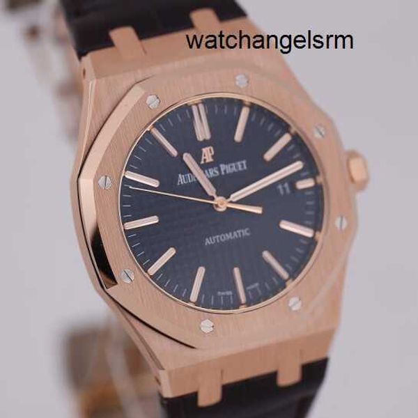 Diseñador AP Reloj de pulsera Royal Oak 15400OR Reloj para hombre Oro rosa Cara negra Mecánico automático Reloj famoso suizo Relojes de vestir de negocios Diámetro deportivo de lujo