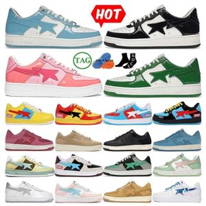 Designer APBapestas Chaussures Bas Hommes Baskets En Cuir Verni Noir Blanc Rouge Bleu Camouflage Skateboard Jogging Sports Star Formateurs 36-45