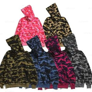 Designer Ape Hoodie Shark Hoodies Zipper Moletons Moda Full Zip Hoodie Crazy Face Jacket Casacos Quentes Big Abc Felpa Camo Sudadera H 121