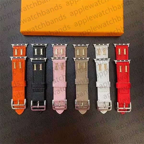 Designer Apple Watch Band iwatch Bandes pour Apple Watch Strap Ultra Series 9 8 3 4 5 6 7 38mm 42mm 42mm 44mm 49mm Luxe Caviar Cuir Métal Lettre Brassard Smart Straps