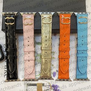 Designer Apple Watch Bands 49mm for apple watch ultra series 8 3 4 5 6 7 iwatch Bands 38mm 40MM 42mm 44mm 45mm Designer Bright Leather Embossing Metal Letter Smart Strap