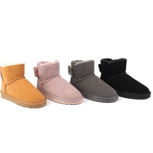 Diseñador AUS Botas para la nieve Mujer invierno Negro Plataforma Botines Tobillo Pisos Botas de combate Tacón bajo Cordones Cadenas de cuero Logo Hebilla Mujer Niños 21-46 NO422