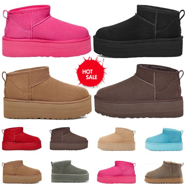 Diseñador Australia Botas para mujer Plataforma Rosa Negro Marrón Cielo Azul Amarillo Caqui Rojo Invierno Resbalón en botines Tasman Tobillo Bota de moda corta Tamaño 35-41