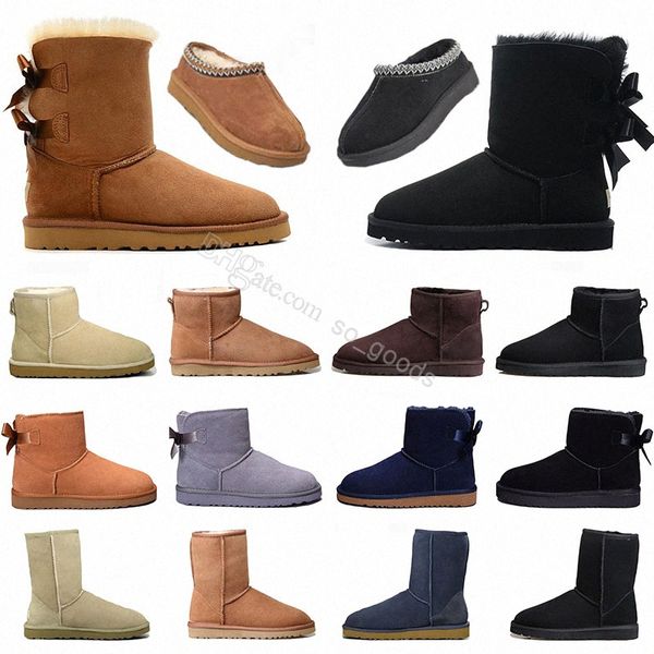 Diseñador Australia Botas Tasmans Tazz Zapatillas para mujer Nieve Otoño Invierno Cálido Piel completa Mullido Peludo Medio Tobillo Mini Ultra Neumel Ugglies Botines Wgg S k5b8 #