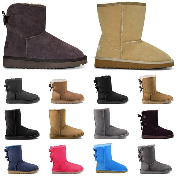 Diseñador Australia clásico cálido mujer invierno Mini botas de plataforma para cuero Real botines cálidos de piel de tobillo zapato de lujo 36-41