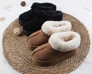 Designer Australie Pantoufles en peau de mouton Plate-forme Mini Bottes de neige Hiver Chaud Femmes Chaussons