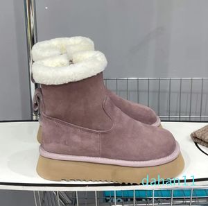 Diseñador Australia UG Boot Pink Woman Boot Platform Platform de piel de oveja Booties Fluffy Boots Boots Wool Worm