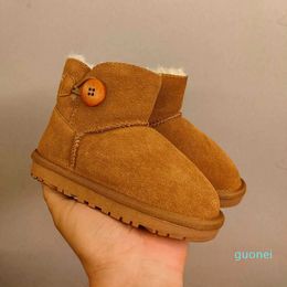 Diseñador Australia Wgg bota de nieve niños niños zapatos cálidos de invierno Niños Niñas Mini botón botines de tobillo Botas cortas para bebé Zapato sin cordones