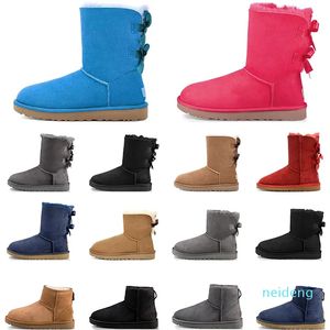 Diseñador -Australia Botas de mujer Botas de nieve Low Black 2 Bow Grey Pink Navy Blue Brown Botines cortos de invierno tamaño 36-41