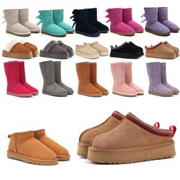 Botas de nieve australianas de diseñador, botas cortas de invierno con suela gruesa para mujer, botas de nieve clásicas para niñas, zapatos diseñados para hombres con varios colores de nudos de lazo 35-45