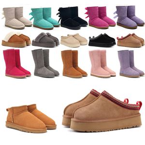 bottes de neige australiennes de créateur bottes courtes d'hiver à semelle épaisse pour femmes bottes de neige classiques pour filles conçues pour hommes avec différentes couleurs de nœuds papillon 35-45