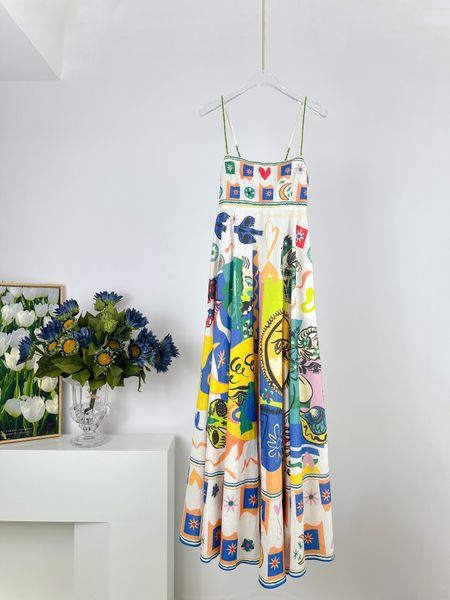 Robe de vacances mi-longue à bretelles australiennes, tenue de styliste, mode printemps/été 2023, sans manches, Graffiti, pour femmes