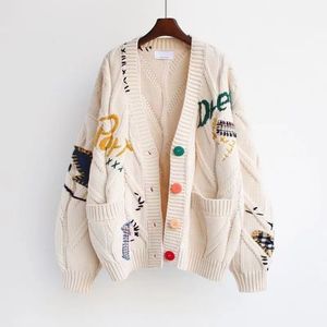 Designer herfst 2023 nieuwe luie stijl vest trui damesjas witte losse Koreaanse gebreide trui herfst/winter top