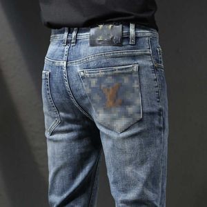 Designer Autumn and Winter New Jeans Men's Quality Slim Fit Small Feet Long Pants Fashion V5ez
