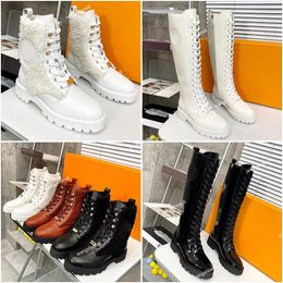 Designer Herfst en Winter Record Ranger Boots mode Dames Laureate Platform Woestijnlaarzen luxe lederen kant hoogwaardige Hoge laarzen Maat 35-41