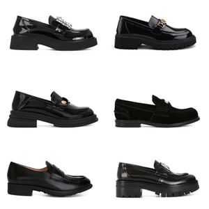 Diseñador Otoño Zapatos casuales para mujer Marrón negro Cuero lacado al aire libre Zapatos de mujer de suela gruesa eur 36-40