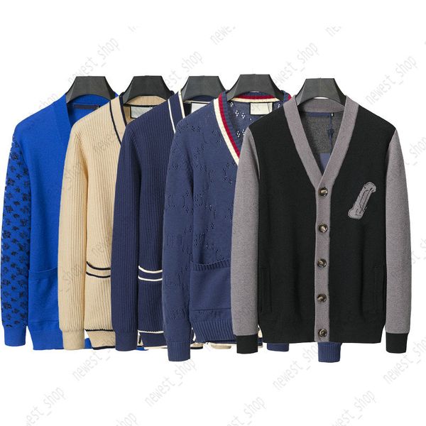 Designer Automne Luxe Mens Pull Veste Cardigan Vêtements Slim Fit Tricot Casual Sweat Géométrie Patchwork Couleur Femmes Rayé Laine Laine Jumper XXXL