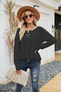 Ontwerper herfst-winter Amazon nieuwe Europese en Amerikaanse effen kleur uitgeholde pullover kanten breiwerk een off-the-shoulder trui met lijnhals voor dames