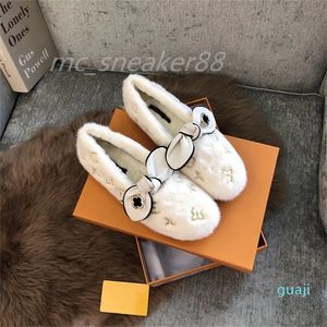 Designer automne hiver laine bottes d'agneau chaussures de fourrure avec bowknot brodé mignon pois chaussure coton chaud paresseux
