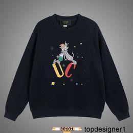 Ontwerper AutumnWinter Nieuwe GU Cartoon bedrukte losse trui met truilus Street Trendy Academy Style Unisex paarjurk 43RH